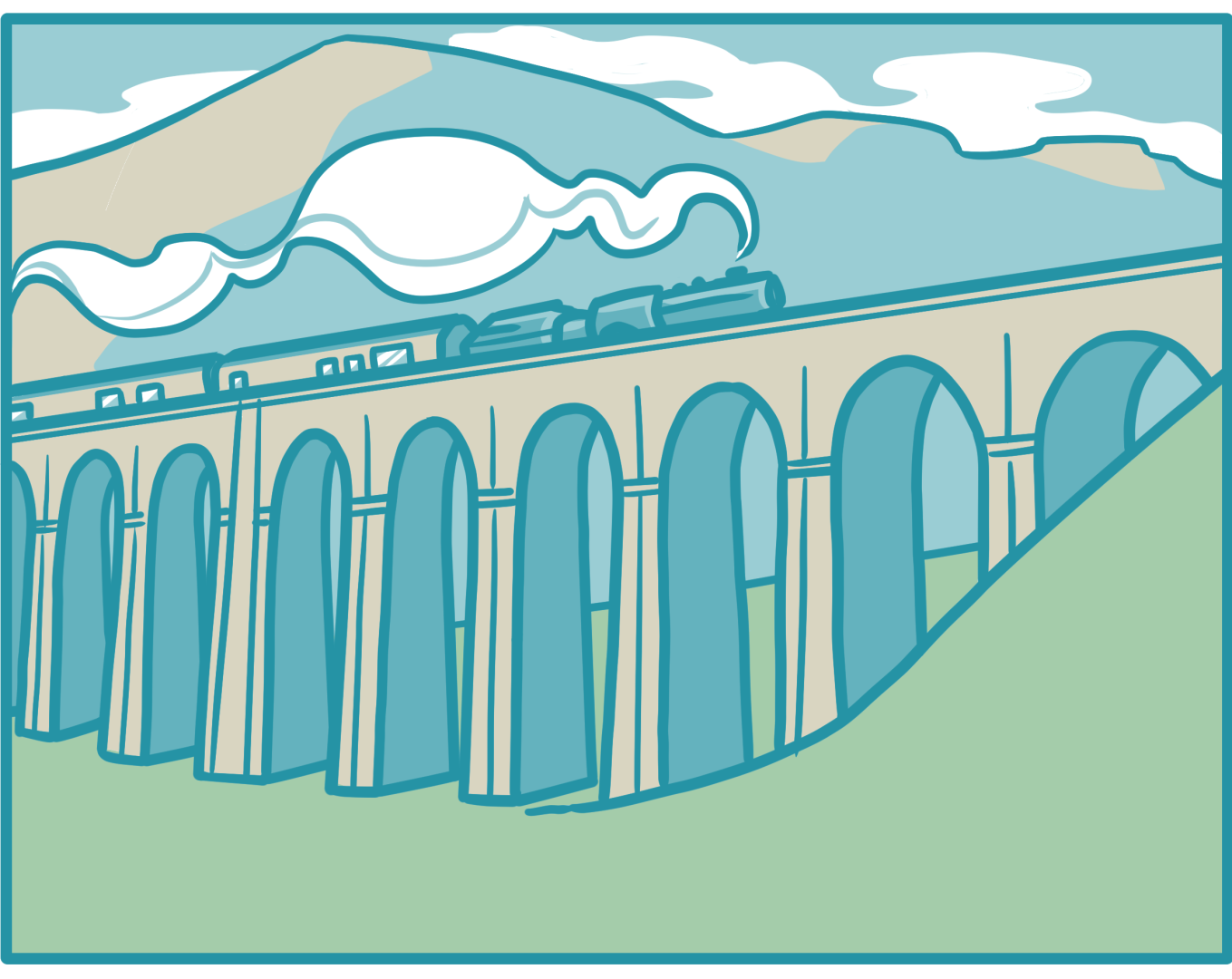 Art of the Ribbleshead Viaduct, found on the Alternative Coast to Coast Walk.