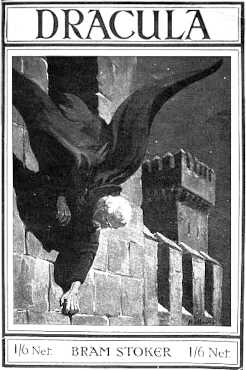 An illustration of Dracula by Bram Stoker. The eponymous vampire climbs out his castle window and directly down the stone wall below.