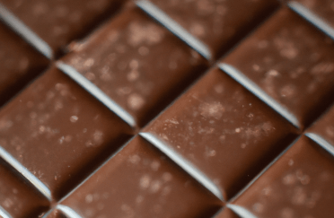 A bar of chocolate divided into squares.