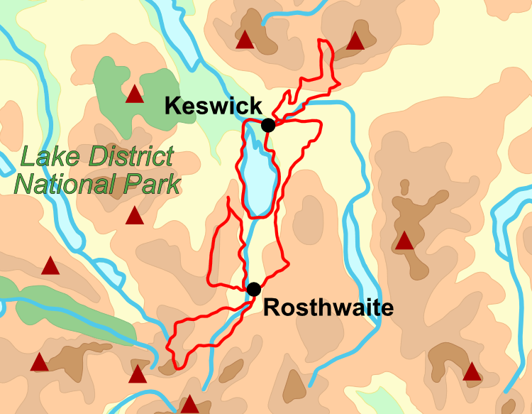 Lake District Twin Centre Walking Holiday Map