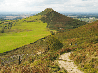 A walking trail climbs Roseberry Topping.
